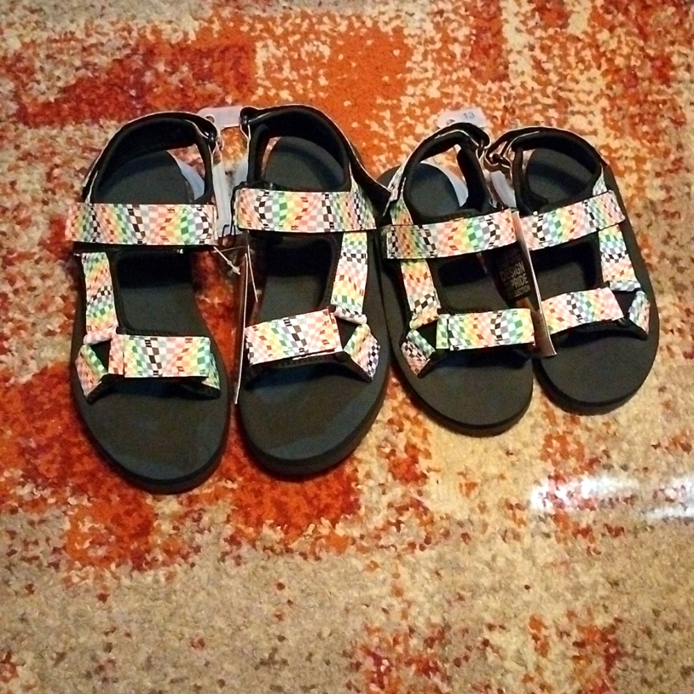Rainbow sandals with thick black soles from Target NWT